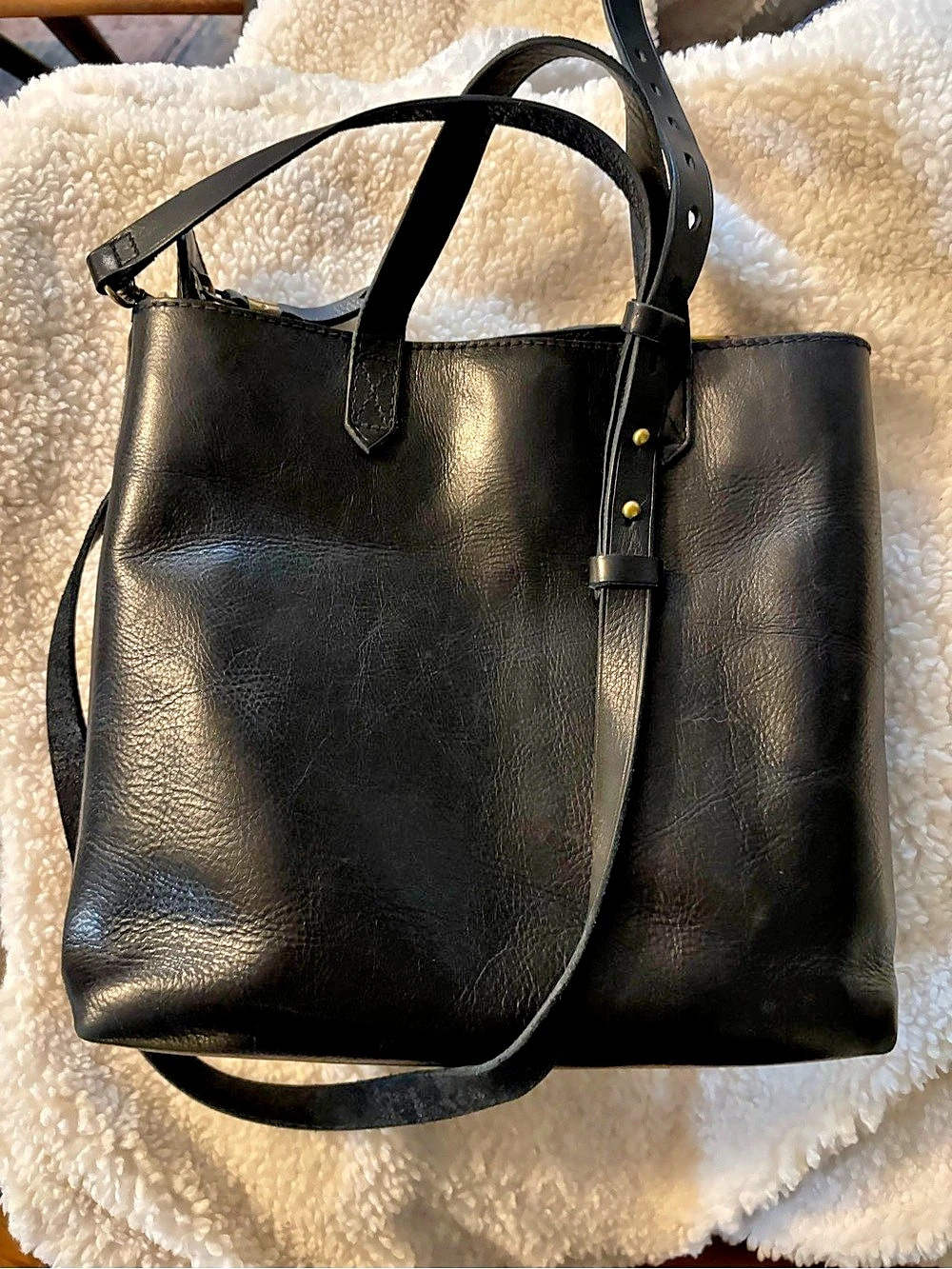 Madewell The Zip-Top Transport Crossbody Black Tote